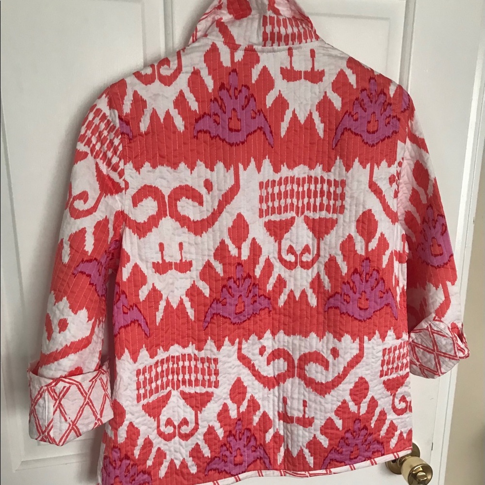 Patty Kim Reversible Cotton Jacket in Fuchsia and Coral, Pockets on Both Sides - Picture 2 of 12